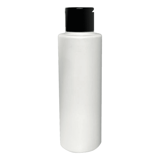 Frasco 120ml branco leitoso com tampa flip-top preta