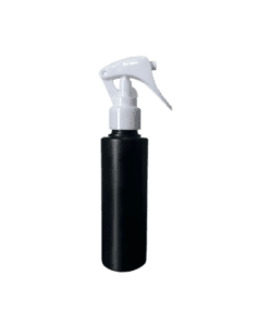 Frasco 120ml preto com válvula spray 24/410 branca