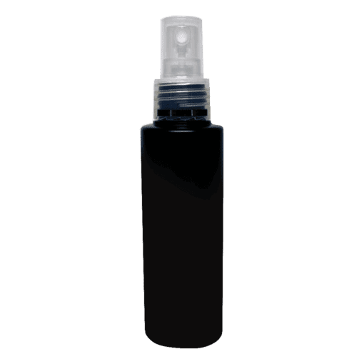 Frasco 120ml preto com válvula spray natural e filete
