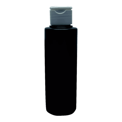Frasco 120ml preto com flip-top branco