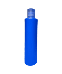 Frasco de 300ml para cosméticos, azul bic, com tampa natural e moeda azul