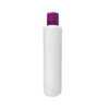 Frasco de 300ml para cosméticos, branco, com tampa branca e detalhe hot pink