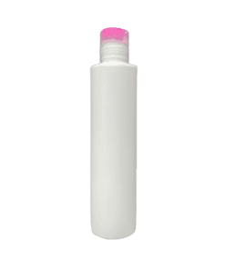 Frasco de 300ml para cosméticos, branco, com tampa natural e moeda rosa