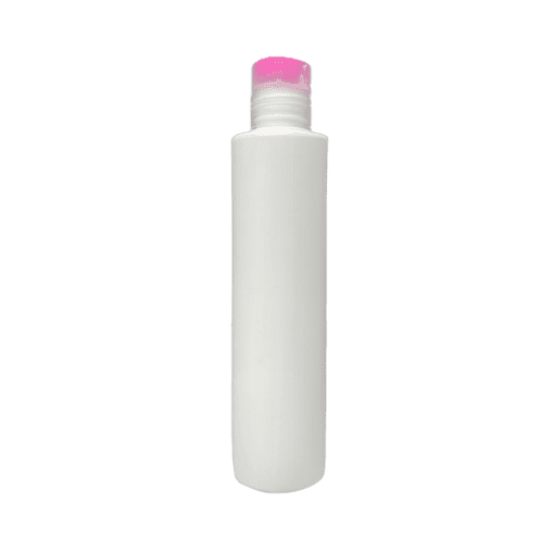 Frasco de 300ml para cosméticos, branco, com tampa natural e moeda rosa