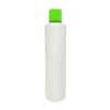 Frasco de 300ml para cosméticos, branco, com tampa verde e filete dourado