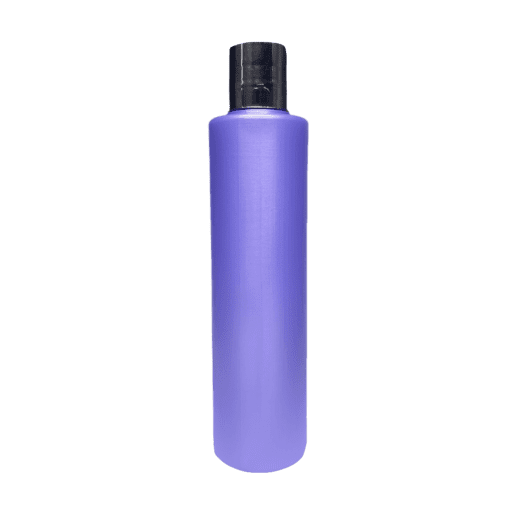 Frasco de 300ml para cosméticos, lilás, com tampa lilás e hot stamp prata