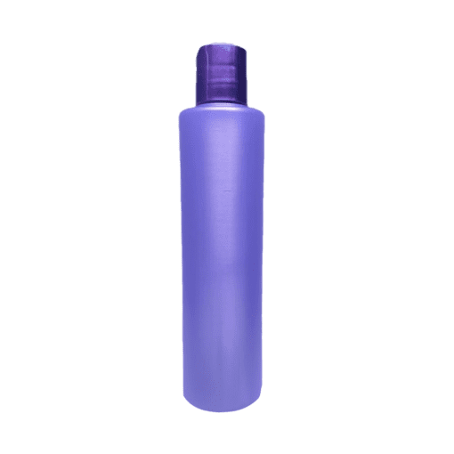 Frasco de 300ml para cosméticos, lilás, com tampa natural e hot stamp lilás