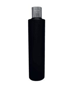Frasco de 300ml para cosméticos, preto, com tampa preta e hot prata