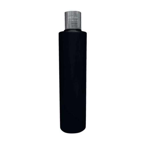 Frasco de 300ml para cosméticos, preto, com tampa preta e hot prata