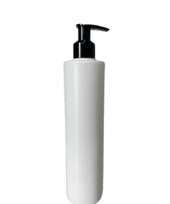 Frasco Cilíndrico de 300ml para cosméticos, branco leitoso, com válvula spray preta