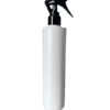 Frasco Cilíndrico de 300ml para cosméticos, branco leitoso, com válvula mini gatilho preta