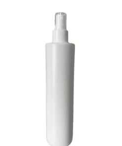 Frasco Cilíndrico de 300ml para cosméticos, branco leitoso, com válvula spray branca