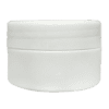 Pote de 90g branco leitoso com tampa branca