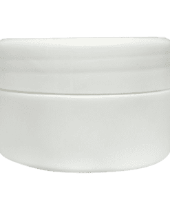 Pote de 90g branco leitoso com tampa branca