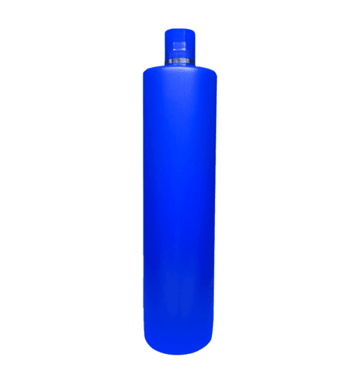 Frasco de 1000ml Azul com Tampa Azul e Filete Prateado para Cosméticos