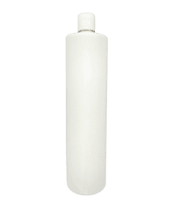 Frasco de 1000ml Branco L com Tampa Branca e Filete Dourado para Cosméticos