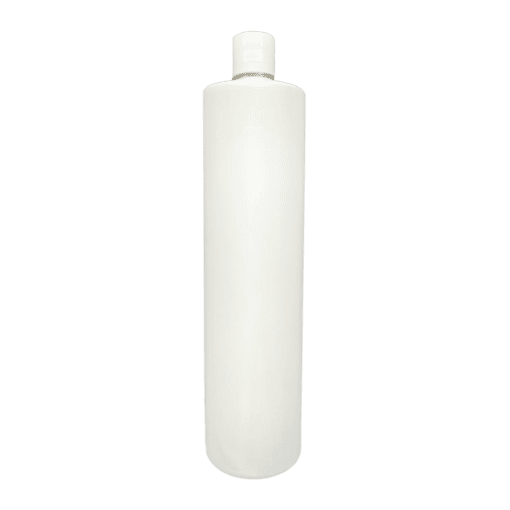 Frasco de 1000ml Branco L com Tampa Branca e Filete Dourado para Cosméticos