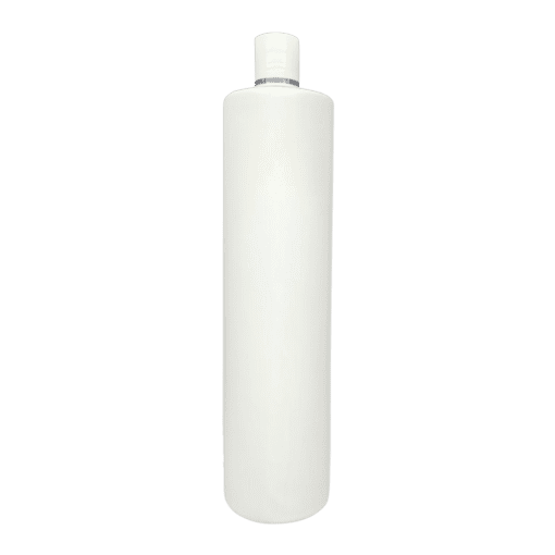 Frasco de 1000ml Branco L com Tampa Branca e Filete Prateado para Cosméticos