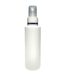 Frasco 120ml branco com válvula spray e filete prata