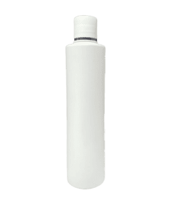 Frasco de 300ml para cosméticos, branco, com tampa branca e filete prata