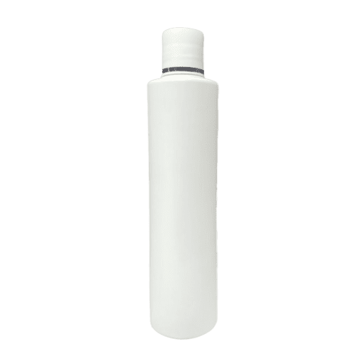 Frasco de 300ml para cosméticos, branco, com tampa branca e filete prata