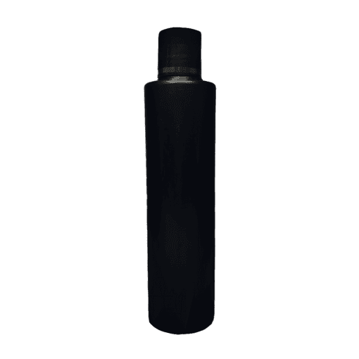 Frasco de 300ml para cosméticos, preto, com tampa preta e filete dourado