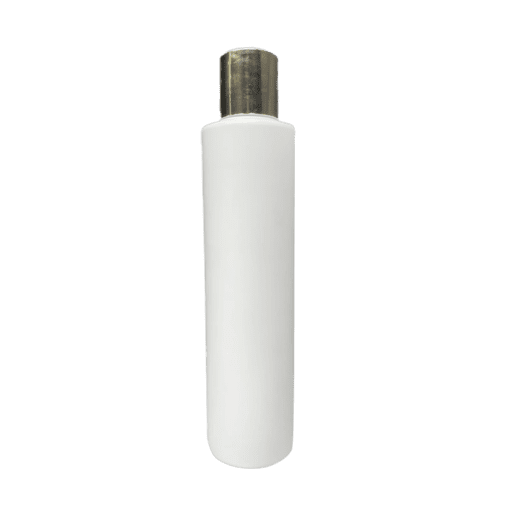 Frasco de 300ml para cosméticos, branco, com tampa natural e hot dourado