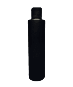 Frasco de 300ml para cosméticos, preto, com tampa preta e dois filetes dourados