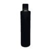 Frasco de 300ml para cosméticos, preto, com tampa preta e filete prata