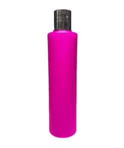 Frasco de 300ml para cosméticos, rosa, com hot stamp prata e moeda rosa