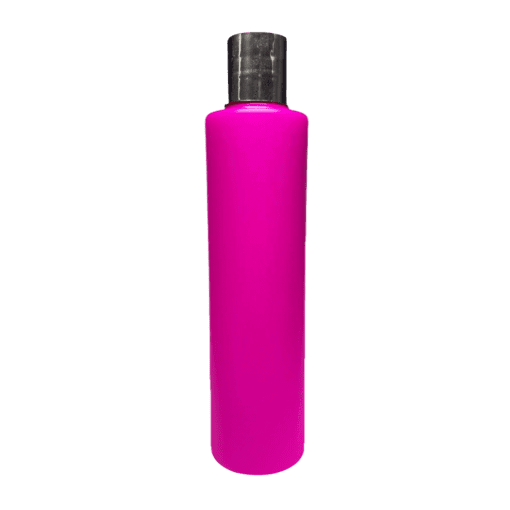 Frasco de 300ml para cosméticos, rosa, com hot stamp prata e moeda rosa
