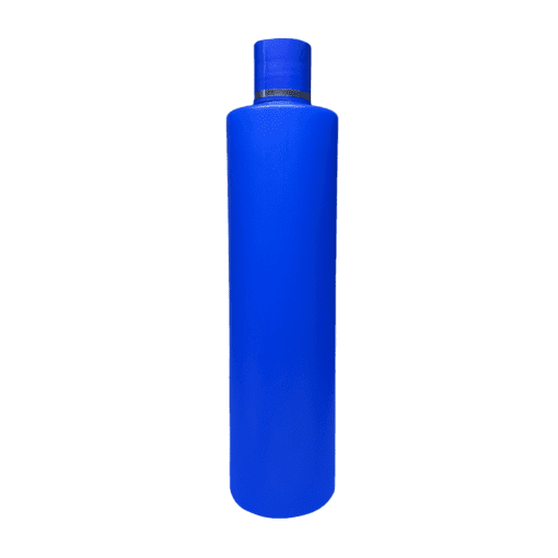 Frasco 500ml Azul com Tampa Azul e Filete Prata