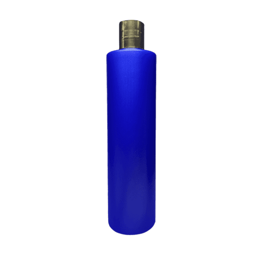 Frasco 500ml Azul Pérola com Tampa Branca e Hot Dourado