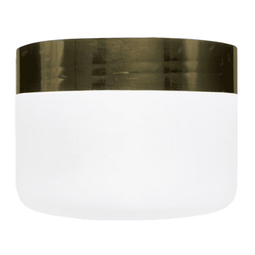 Pote de 300g para cosméticos, branco leitoso, com tampa hot stamp dourado