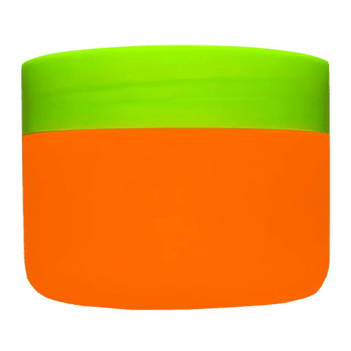 Pote de 300g para cosméticos, laranja, com tampa verde citrus