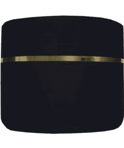 Pote de 300g para cosméticos, preto, com tampa alta preta e filete dourado