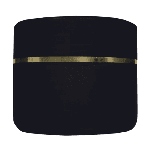 Pote de 300g para cosméticos, preto, com tampa alta preta e filete dourado