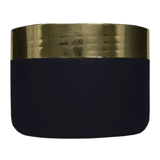 Pote de 300g para cosméticos, preto, com tampa hot stamp dourado