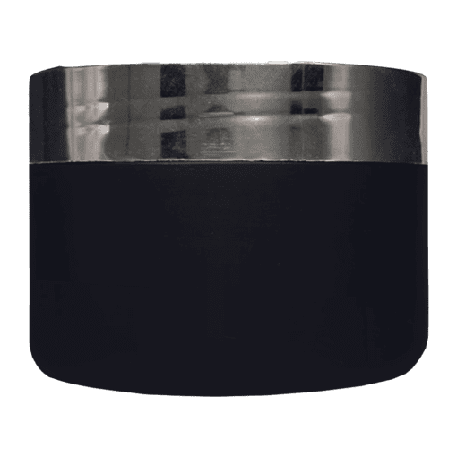 Pote de 300g para cosméticos, preto, com tampa hot stamp prata