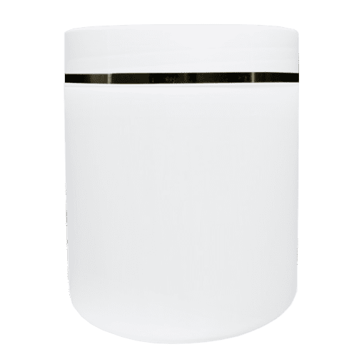 Pote 500g Branco com Tampa Branca e Filete Dourado