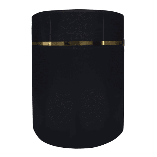 Pote 500g Preto com Tampa Alta Preta e Filete Dourado