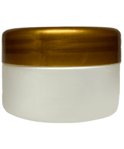 Pote de 90g branco pérola com tampa dourada
