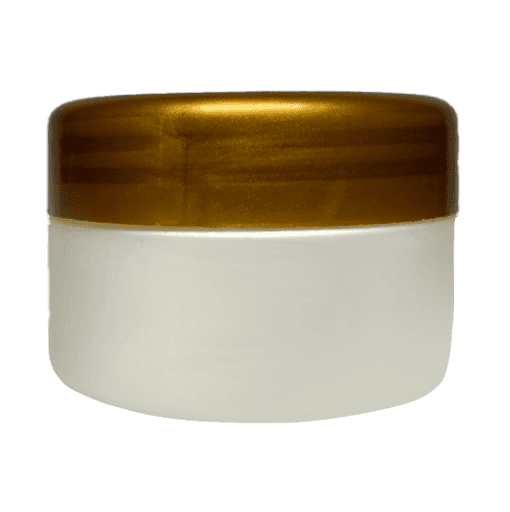 Pote de 90g branco pérola com tampa dourada