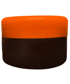 Pote de 90g âmbar com tampa laranja