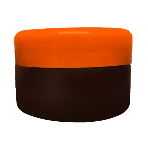 Pote de 90g âmbar com tampa laranja