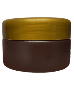 Pote de 90g âmbar com tampa dourada