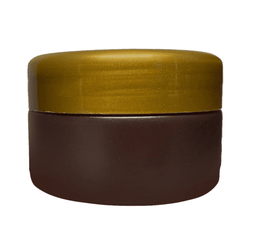 Pote de 90g âmbar com tampa dourada