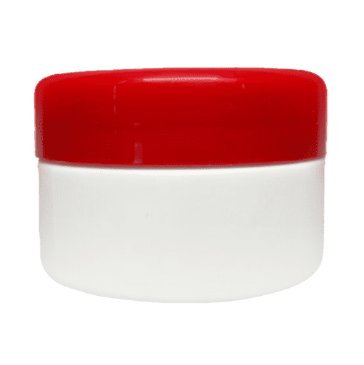 Pote de 90g branco com tampa vermelha