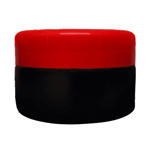 Pote de 90g preto com tampa vermelha