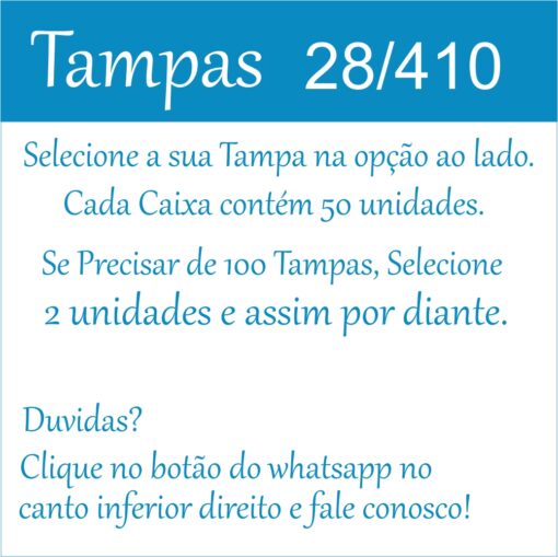 Tampas 28/410 , 28 410 tampas para frascos